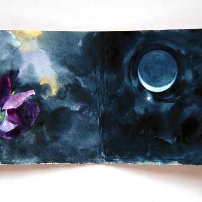 Libro violeta con luna, 2014. 10 x 56 cm abierto 